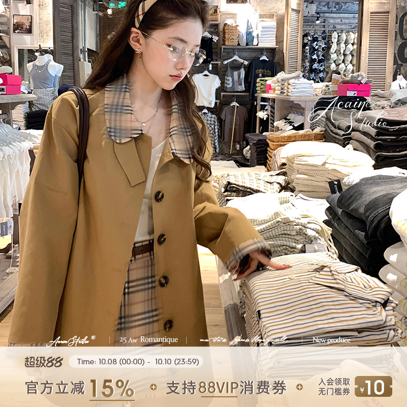 Acaine格纹笔记 学院风格纹A字百搭半身裙