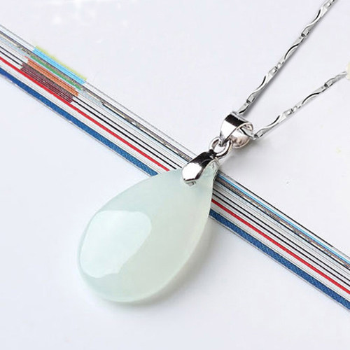 正品99纯银项链简约时尚锁骨链吊坠送天然A货水滴吊坠送妈妈礼物