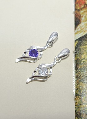 100正品999足银纯银小吊坠天使配饰镶嵌饰品水滴白色