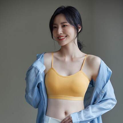 带胸垫抹胸裹胸一字领细肩带上衣防走光小吊带背心女夏季打底外穿