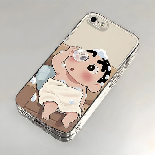 适用苹果5/6s/7/8plus手机壳新款iPhoneXSmax洗澡泡泡小新XR软SE防摔11pro全包12/13女i14P透明ip15/17保护18