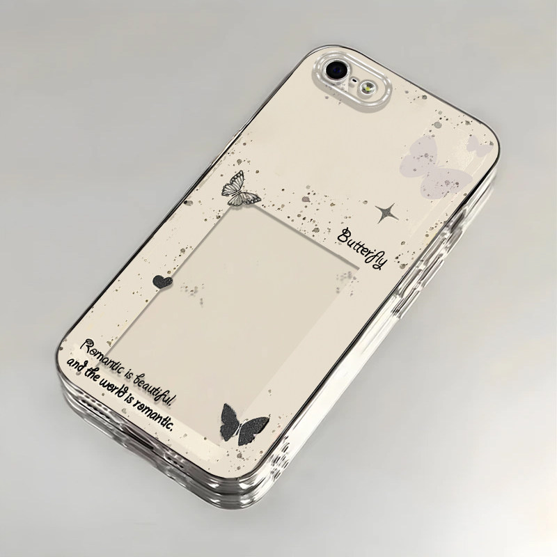 适用苹果5/6s/7/8plus手机壳新款iPhoneXSmax蝴蝶相框XR软硅胶SE防摔11pro全包12/13情侣i14P透明ip15/17套18