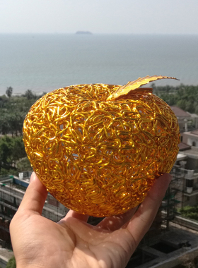 【大苹果】铝线苹果造型工艺品氧化铝丝设计特色创意家居摆饰模型
