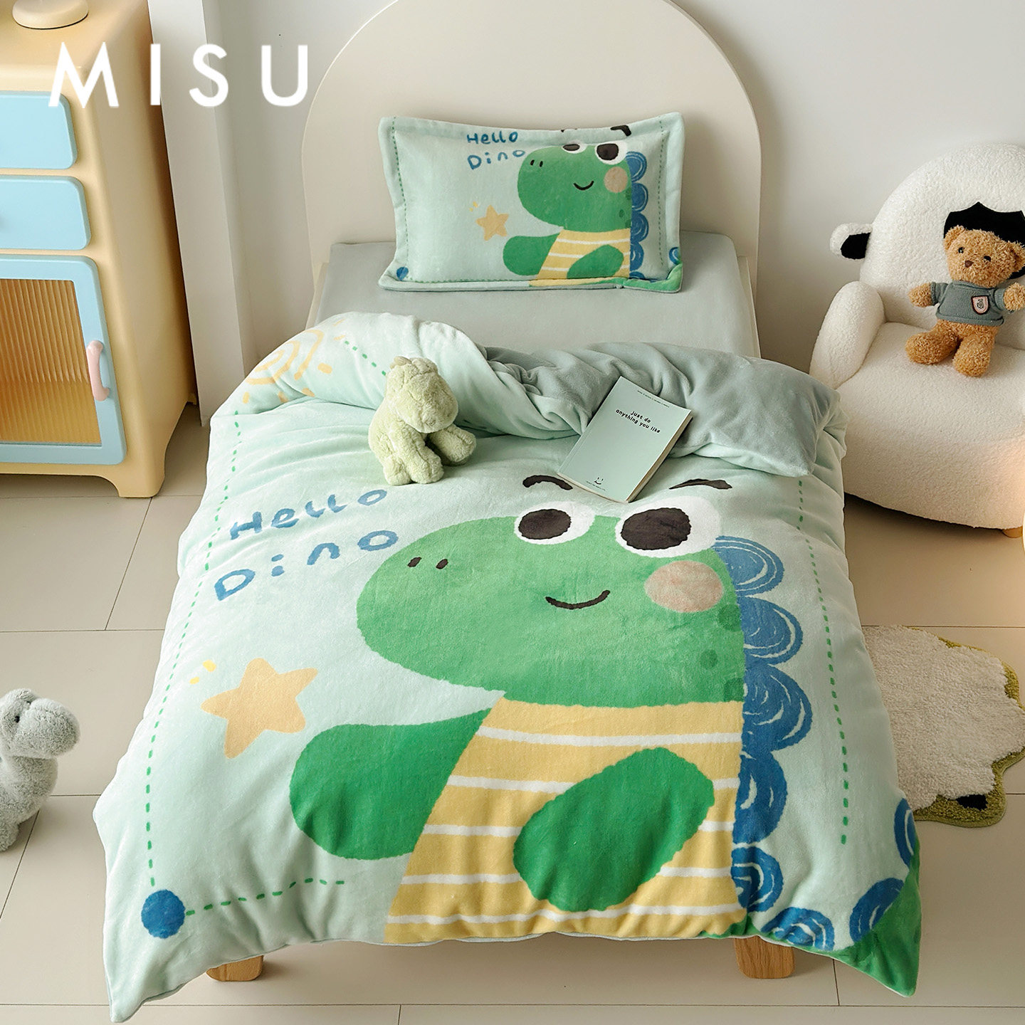米苏儿童牛奶绒被珊瑚绒被罩冬
