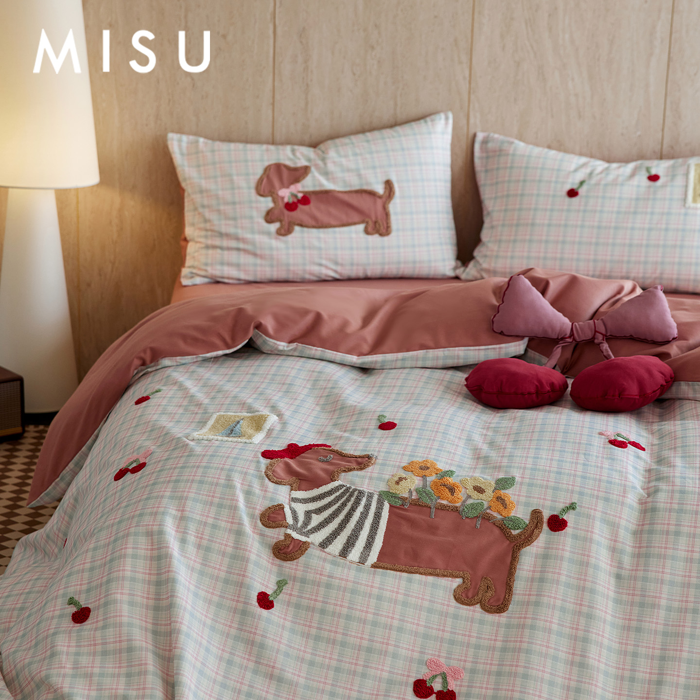 米苏卡通纯棉磨毛四件套三件套冬