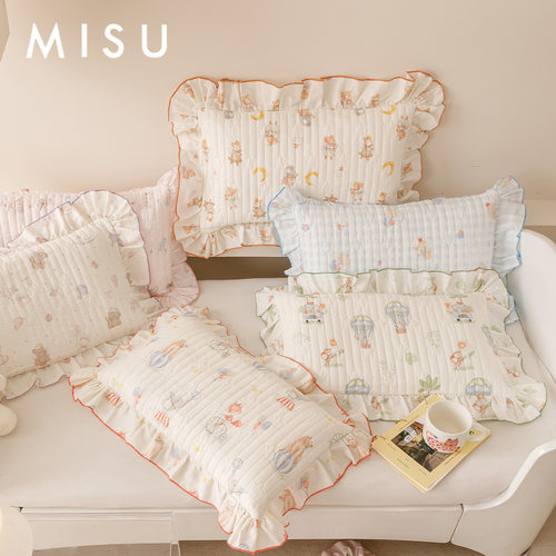 米苏双层纱夹棉儿童枕套宝宝