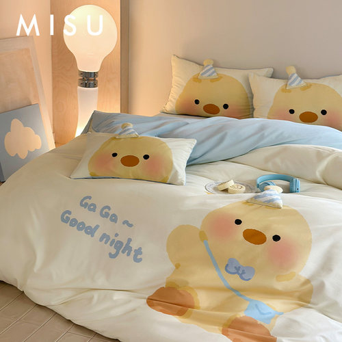 米苏卡通全棉云柔磨毛四件套可爱