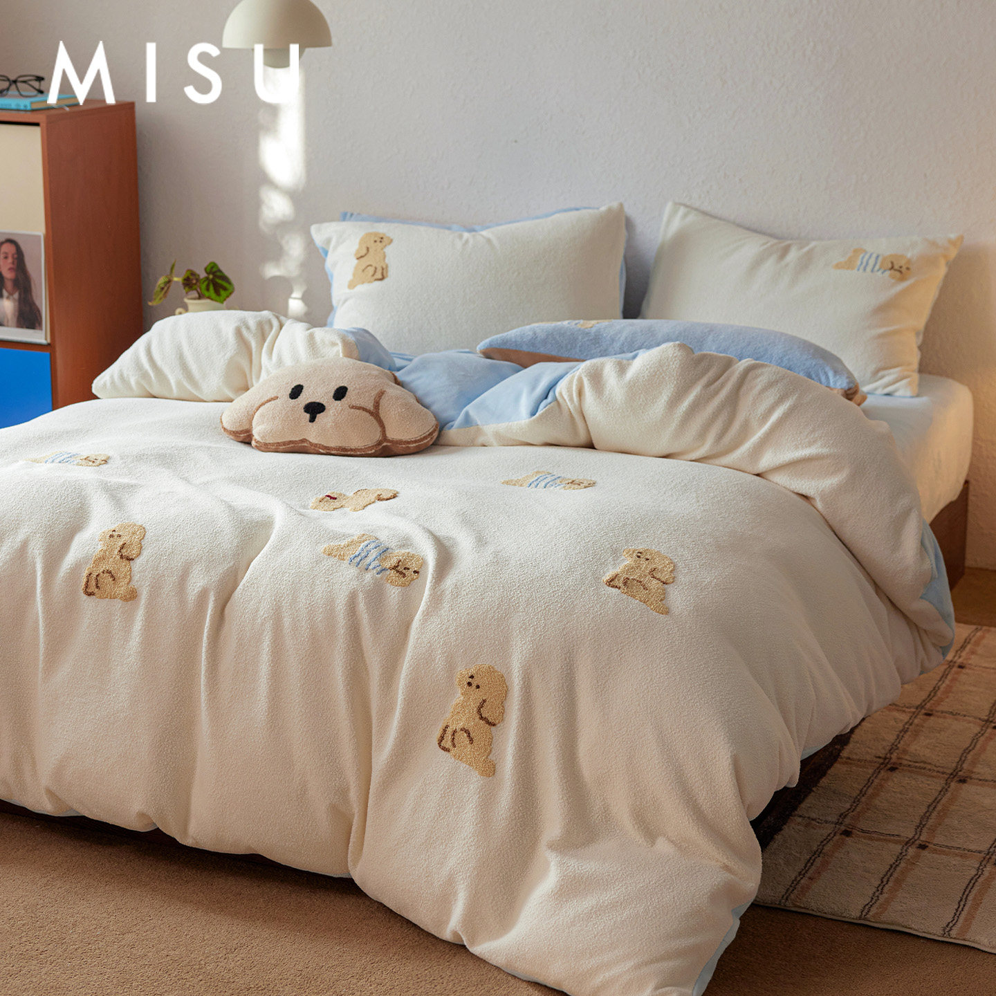 米苏卡通暖呢绒四件套牛奶绒被套