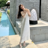 法式气质蕾丝吊带连衣裙女2025夏季新款高级感收腰显瘦度假风长裙，女装连衣裙，浙宝160