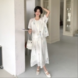 森系小清新碎花套装裙女2025夏新款甜美减龄刺绣上衣半身裙两件套，女装套装/套裙，浙宝160
