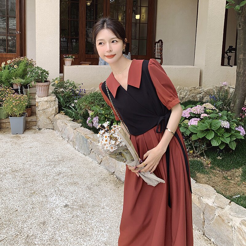 现货主推2024年夏季新款撞色连衣裙160-5337-P115168,女装连衣裙,浙宝160