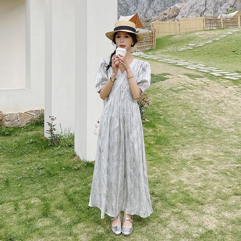 现货 有买家秀 夏新款水墨印花连衣裙 160-5339-P125控188图片