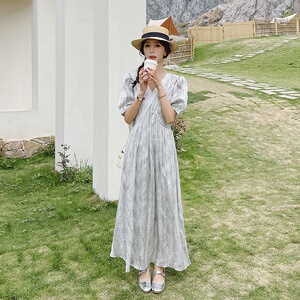 现货 有买家秀 夏新款水墨印花连衣裙 160-5339-P125控188图片