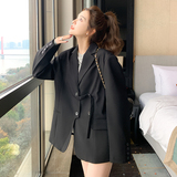 韩版黑色西装外套女春秋2025新款高级感设计小众休闲廓形宽松西服，女装西装，浙宝160