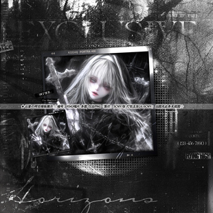 【唱片】稿风日漫哥特风秀图预览模板适配原创扭蛋头像oc设稿水印