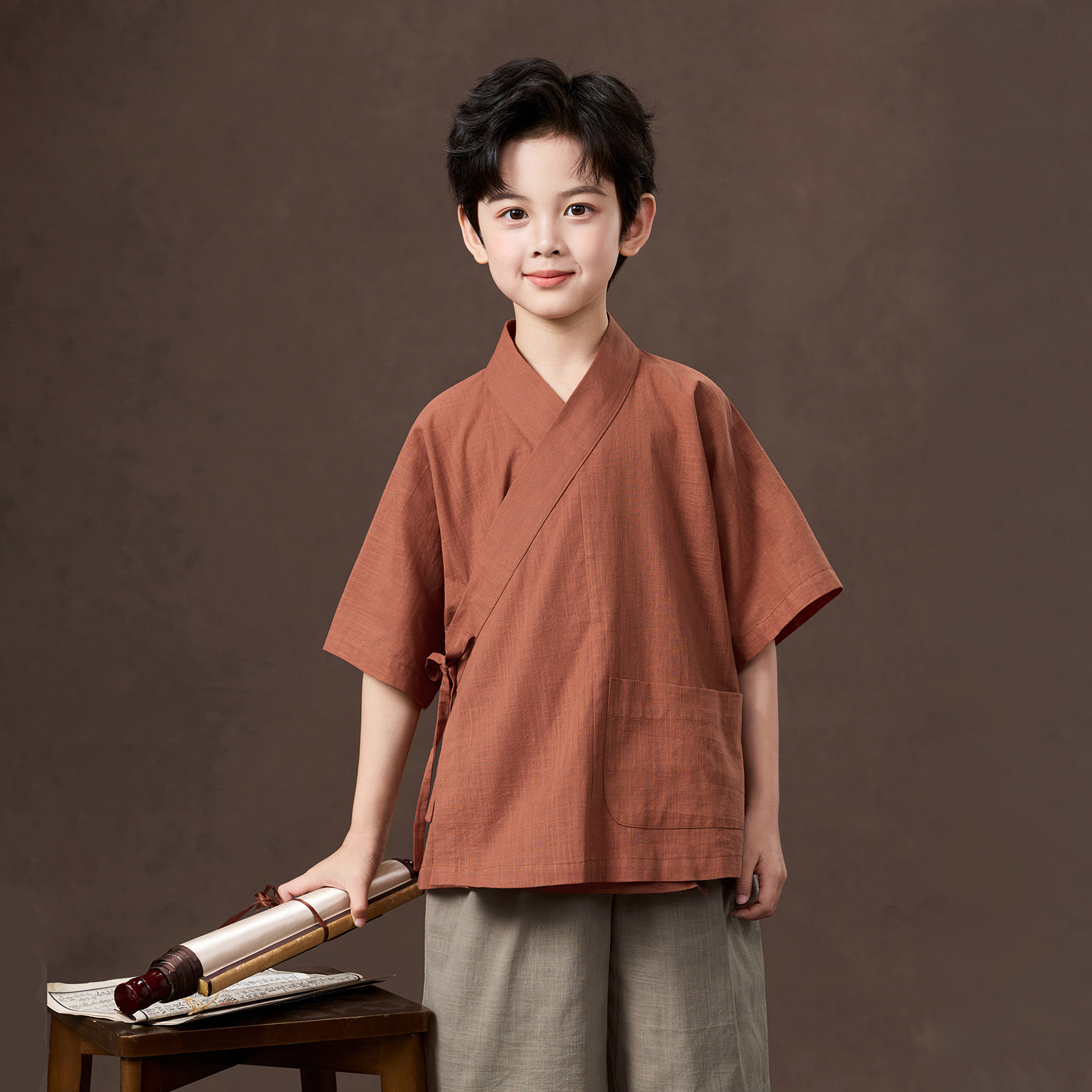 兴业堂男童薄款儿童夏季短袖汉服图片
