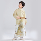 男童儿童春夏秋唐装 民国古风长衫 神龙游山 高端天丝小批量制作