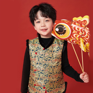 兴业堂男童仿宋锦·新中式马甲中国风背心男宝唐装拜年服冬季夹棉