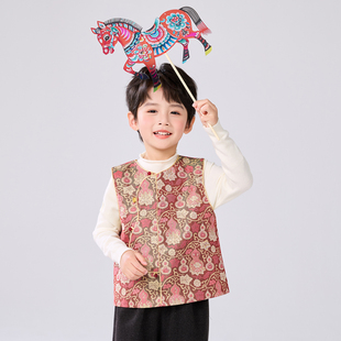 兴业堂｜蜀锦葫芦·男女童中式薄款马甲国风演出古装新年拜年衣服