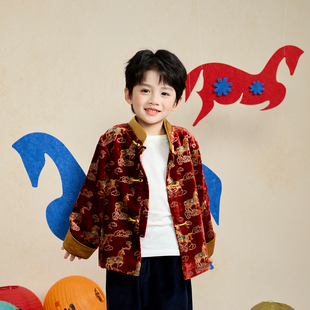 兴业堂26新品·马上如意|中式男童唐装 秋冬国风外套 红色拜年服