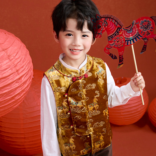 兴业堂利马如意·26马年拜年服男女童中式马甲国风礼服唐装秋冬季