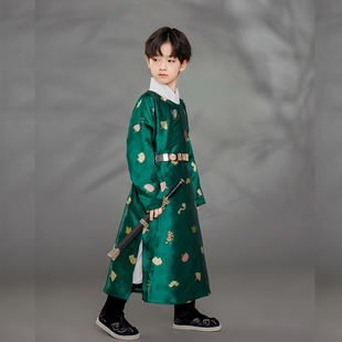 清 兴业堂儿童汉服男童秋冬唐制圆领袍中国风演出改良 少量特价
