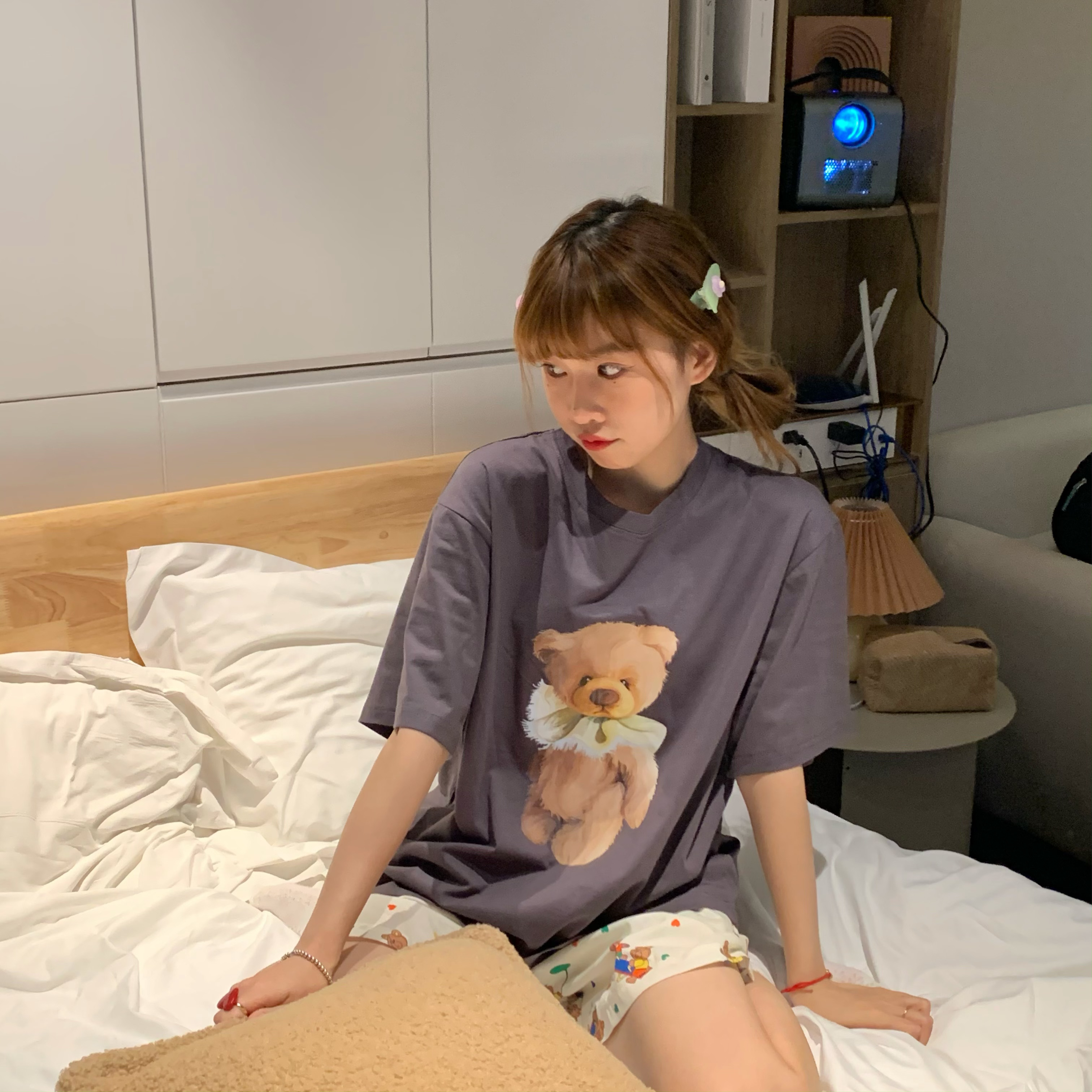 纯棉可爱小熊睡衣女可外穿
