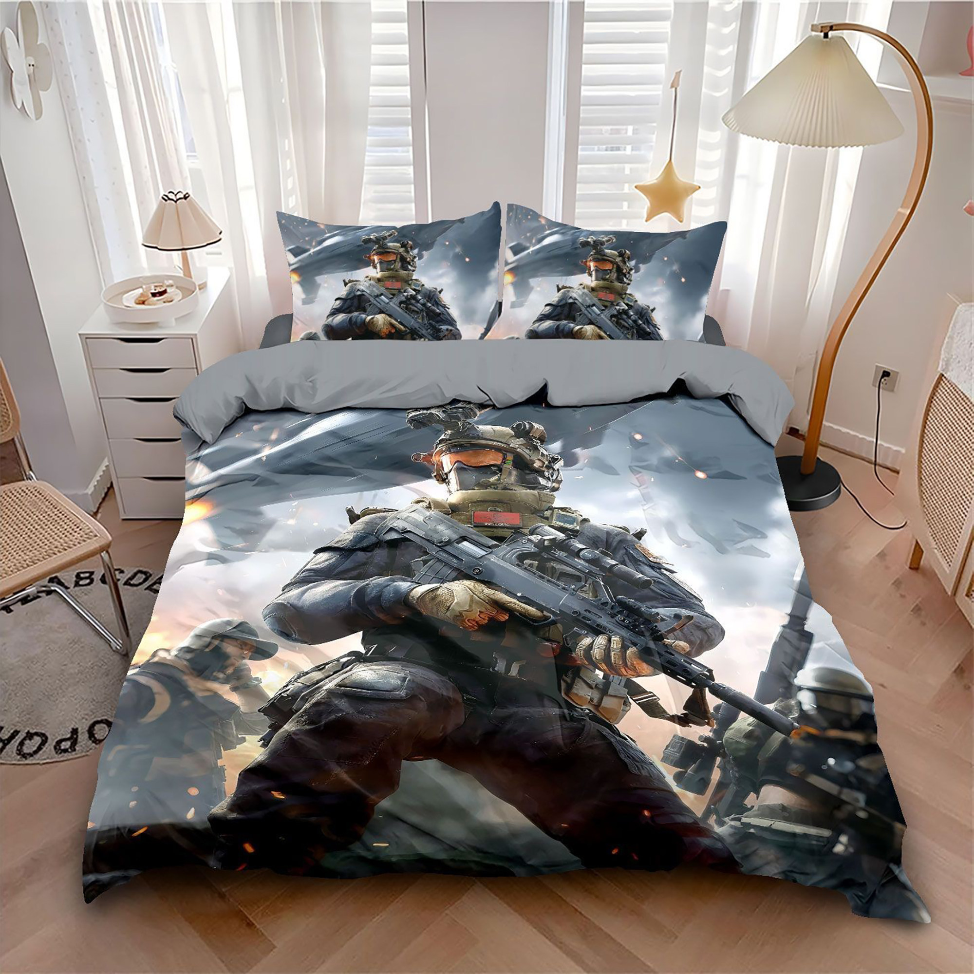 三角洲行动被套床单四件套炫酷游戏学生宿舍床上用品三件套非纯棉,床上用品,床品套件/四件套/多件套,淘宝优惠券,粉丝福利购,淘宝优惠卷