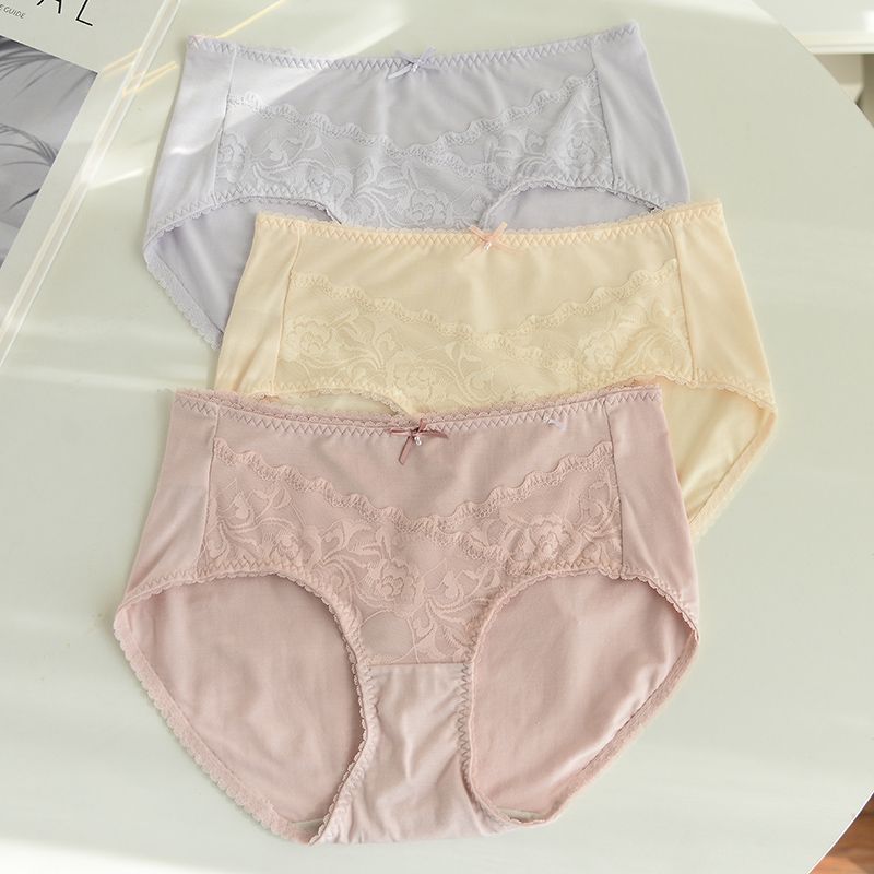 蝶安芬女士内裤女无痕中腰品牌平角莫代尔透气蕾丝包臀大码女内裤