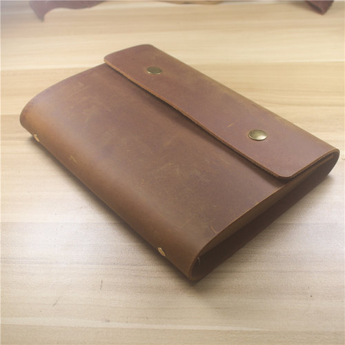 手帐头层牛皮按扣可换芯文具套装