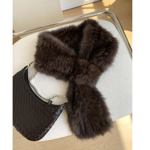 “冬日暖炉”紫貂毛围巾软糯舒适琥珀气质百搭进口皮草围脖毛绒绒