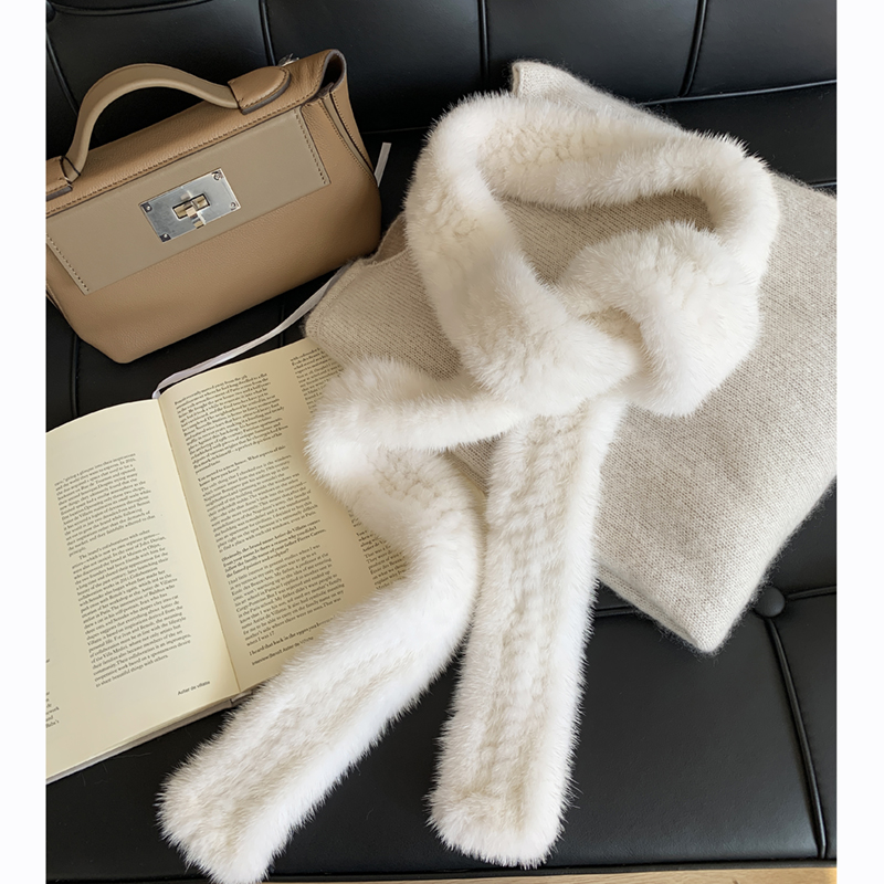 简约好品质水貂毛长围巾INS风貂毛编织双面可做腰带两用女士领巾