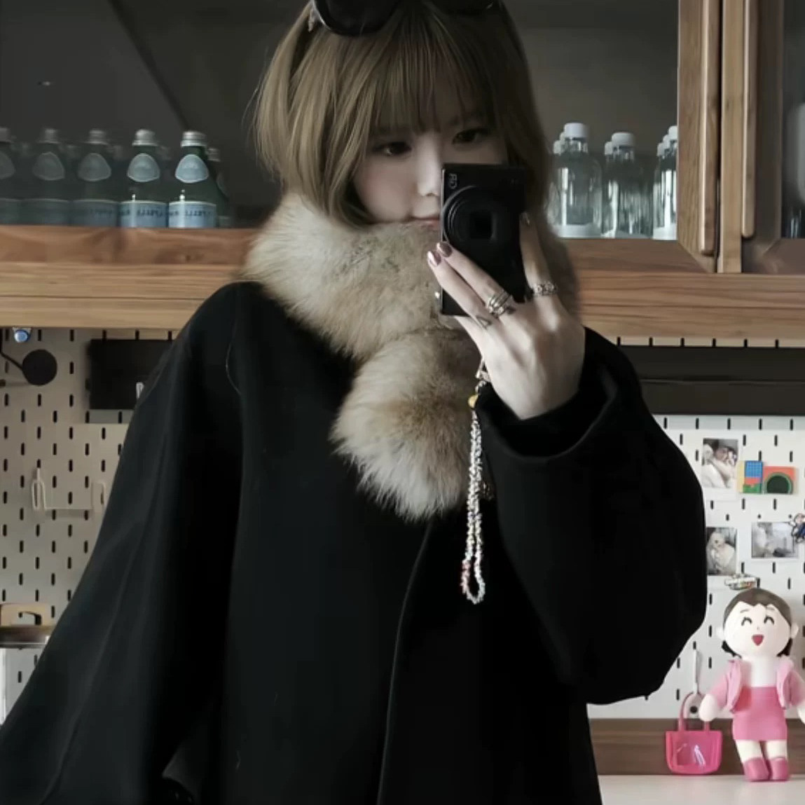 蘑糯糯同款狐狸毛围巾保暖双面真毛兔毛围脖气质毛领子女秋冬新品