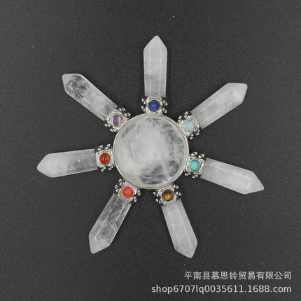 水晶工艺品摆件圆锥形金字塔六角柱石摆件跨境新品