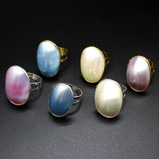 海水星空蓝马贝珍珠戒指蓝白色欧美简约百搭轻奢手饰源头工厂直播