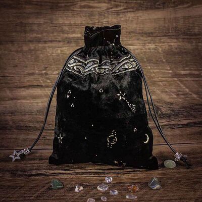 经典星座星星金钻绒滴胶布袋礼品袋束口袋水晶石头收纳袋13x18cm