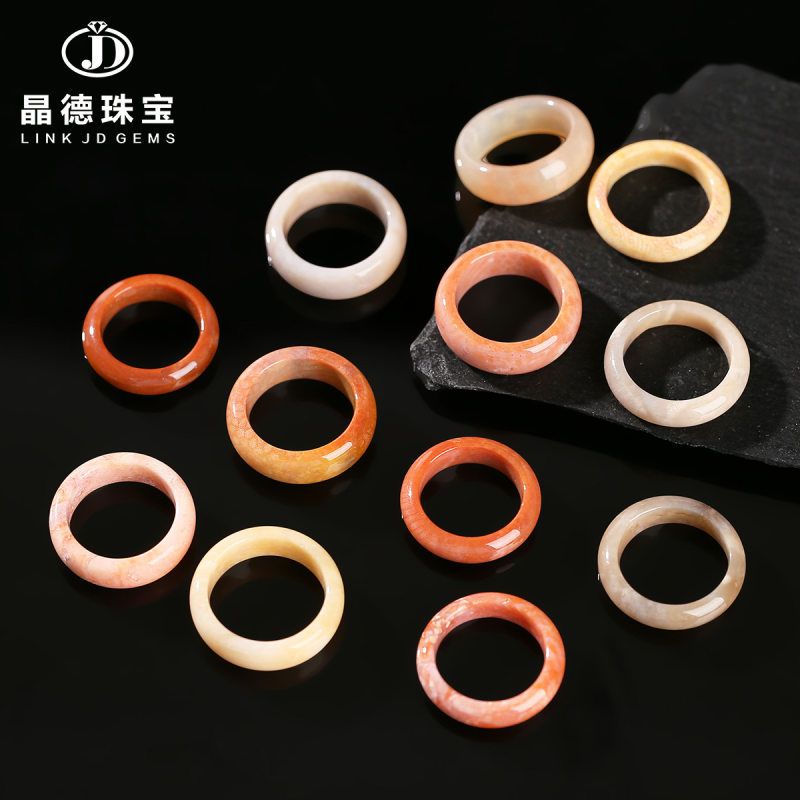 晶德珠宝天然珊瑚玉戒指圈时尚