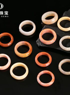 晶德珠宝天然珊瑚玉戒指圈时尚