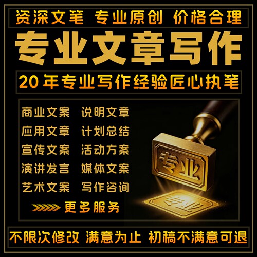 文章写作代笔演讲稿发言稿文案撰写总结汇报材料剧本脚本创作修改