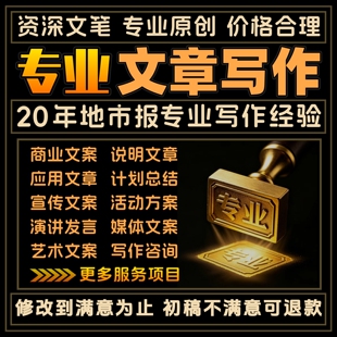 文章写作代笔演讲稿发言稿文案撰写总结汇报材料剧本脚本创作修改