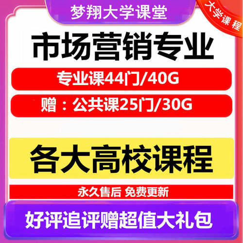 大学市场营销专业视频教程电子商务营销学基础 69门课程赠PPT模板
