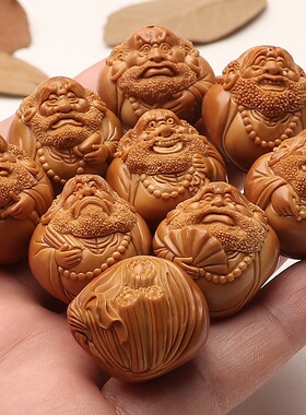 大籽老料橄榄核手工雕刻八大包衣达摩祖师手串核橄榄胡大把件成品