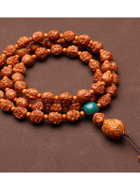 龙纹桃核54颗双面108十八罗汉佛珠挂脖文玩小籽雕刻须派念珠手串