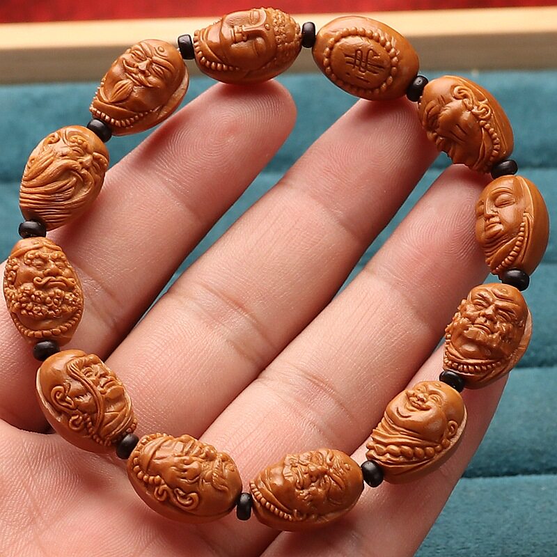 1.1小籽橄榄核手持写实尊者小罗汉核雕手串手工雕刻须派阴派文玩