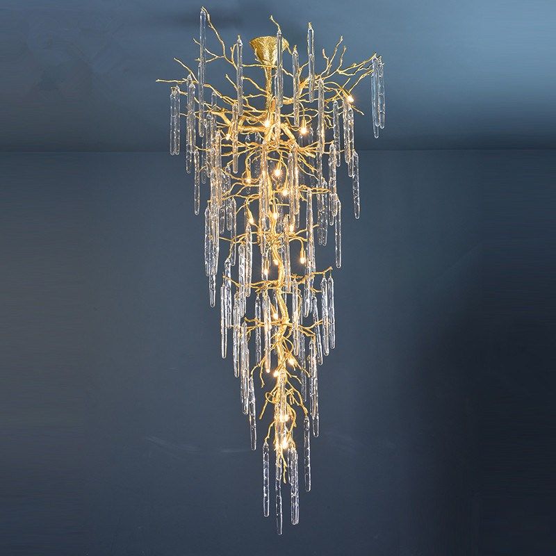 拍前询价全铜楼梯灯欧p式水晶玻璃树枝琉璃酒店复式楼别墅客厅议