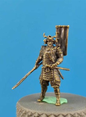 拍前询价纯黄铜兵人手p办微景观造景摆件幕府武士金属模型武士议