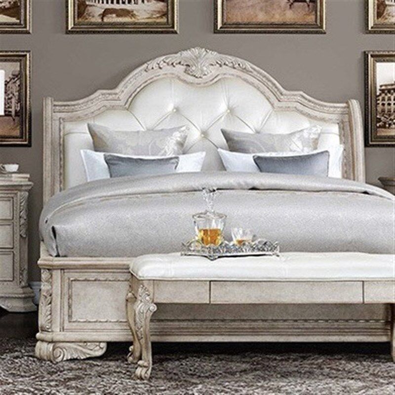 拍前询价美式复古实木软包双人床 法式简约O时尚卧室家用布艺议价