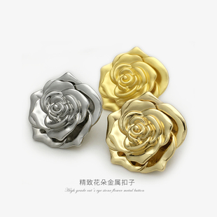 超大号40mm立体金属玫瑰花型纽扣上衣西装毛衣大衣外套花朵装饰扣