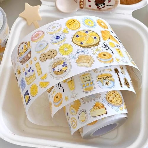 桃饼商店甜品花花切膜胶带贴纸卷