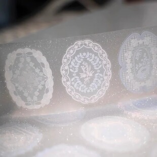 【循环分装】奶芙 蕾丝布标白&彩切膜贴纸卷白墨素材仙气手帐基础